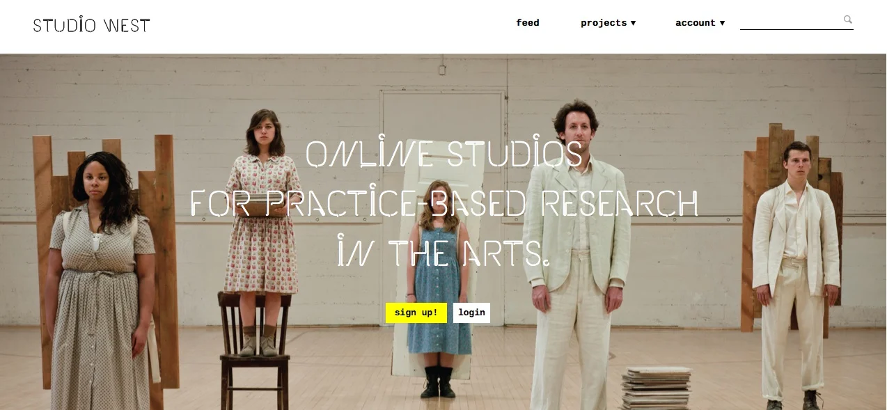 Studio West online studio for Practice Based Research in the Arts Standford/NOVOed.