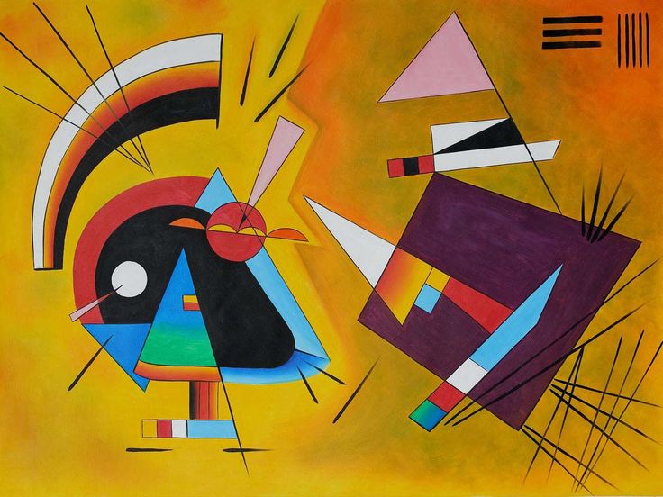 Kandinsky's 1923 composition Black and Violet . The pioneering abstractionist, a professor of law by trade, was inspired to pursue art after seeing Monet's "Haystacks" in a museum and hearing music akin to Richard Wagner’s Lohengrin.