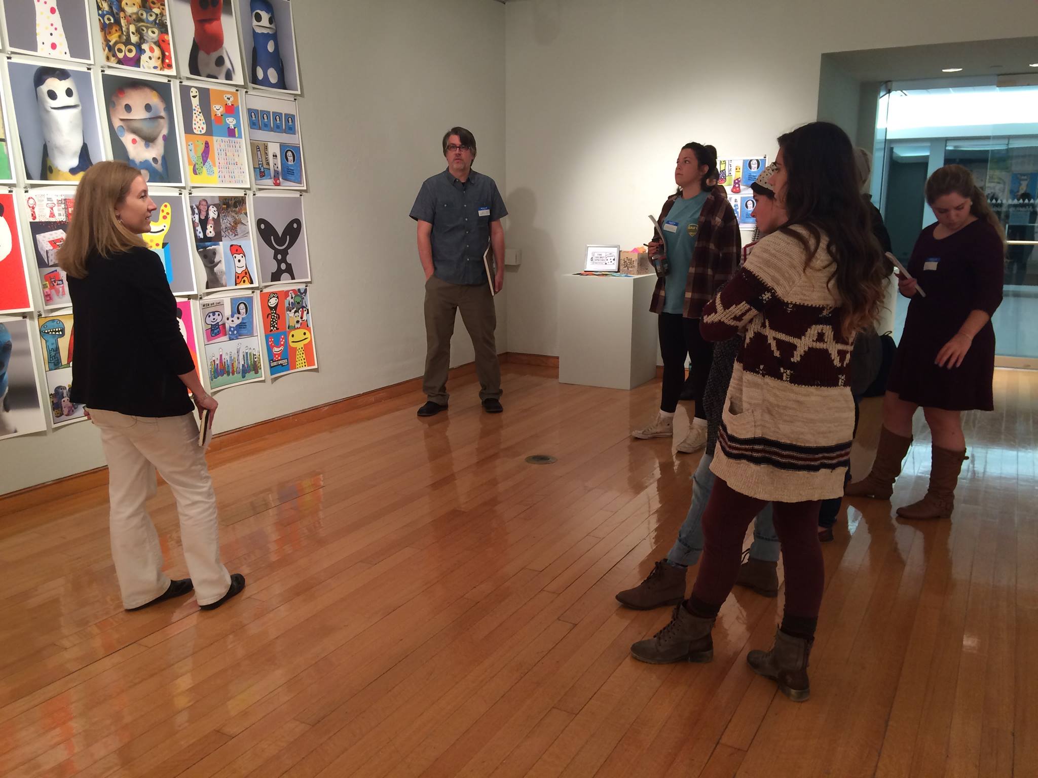 Dr. Danker conducted several of her classes in the gallery so I could talk to students about my work. Students gave really innovative ways they could use my creative process in art education.