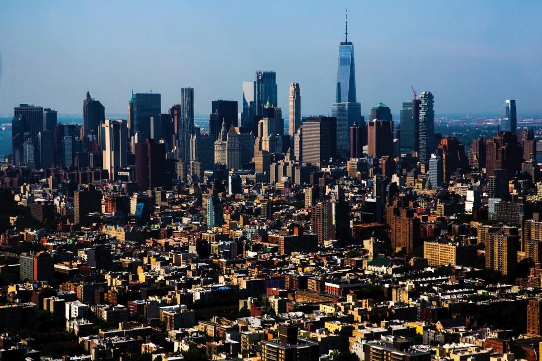 Lower Manhattan, aerial view from the East River.