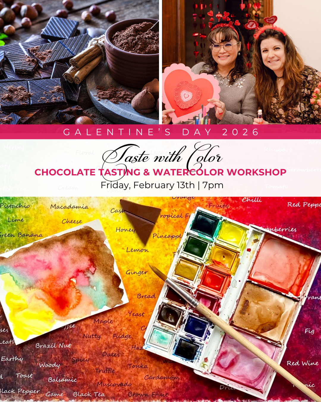 Taste with Color: A Galentine’s Day Chocolate Tasting &amp; Watercolor Workshop