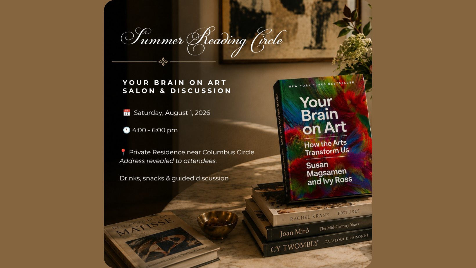 Summer Reading Circle: Your Brain on Art salon &amp; discussion