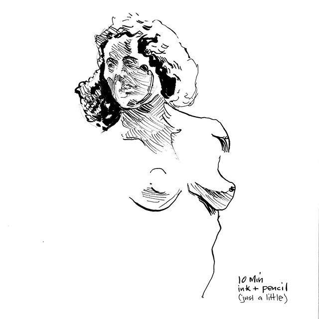 Life drawing, 10 minutes, ink only (mostly). #figuredrawing #figure #drawing #sketchbook #sketch #inking #mikebarron #drawingnewyork #brushpen #pen #lifedrawing #art #fineart #line #penandink #figure #figurativeart #inkdrawing #nudemodeldrawing #fema