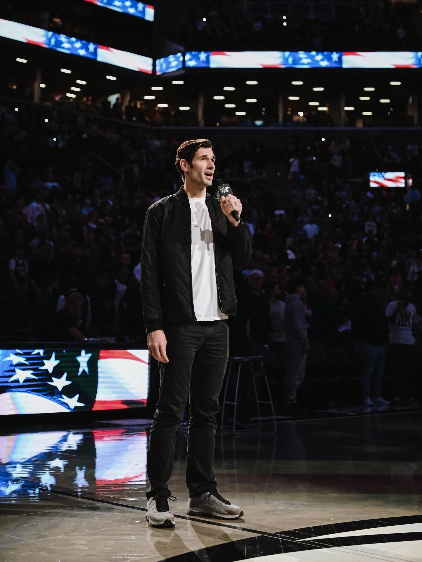 Final day of the NBA regular season! I was honored (and terrified) to have gotten the privilege of making my solo National Anthem debut at Barclay&rsquo;s last week for the Nets/Bucks game. Thanks @bwaygatsby for the chance. Floor seats to an NBA gam
