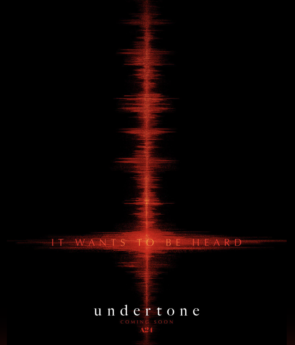 Movie poster for Undertone portraying a red sound wave.