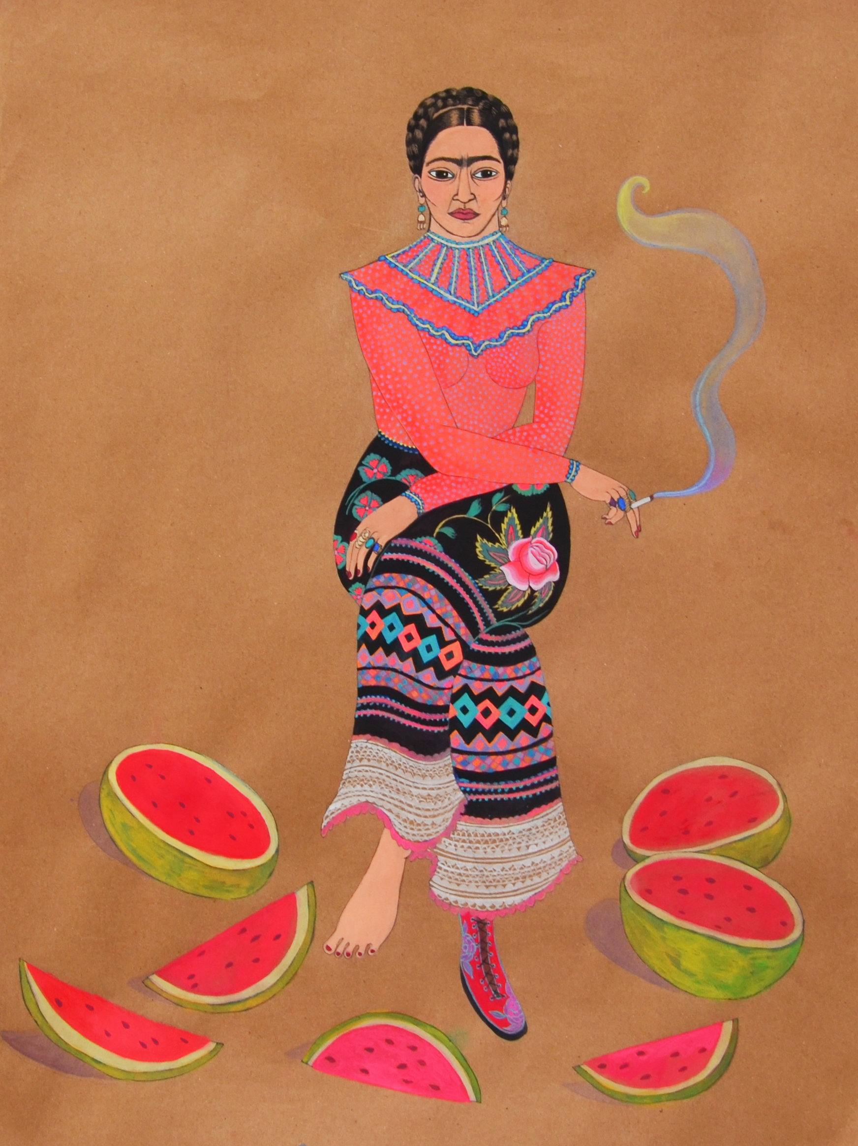 Frida Kahlo with watermelons, 2014