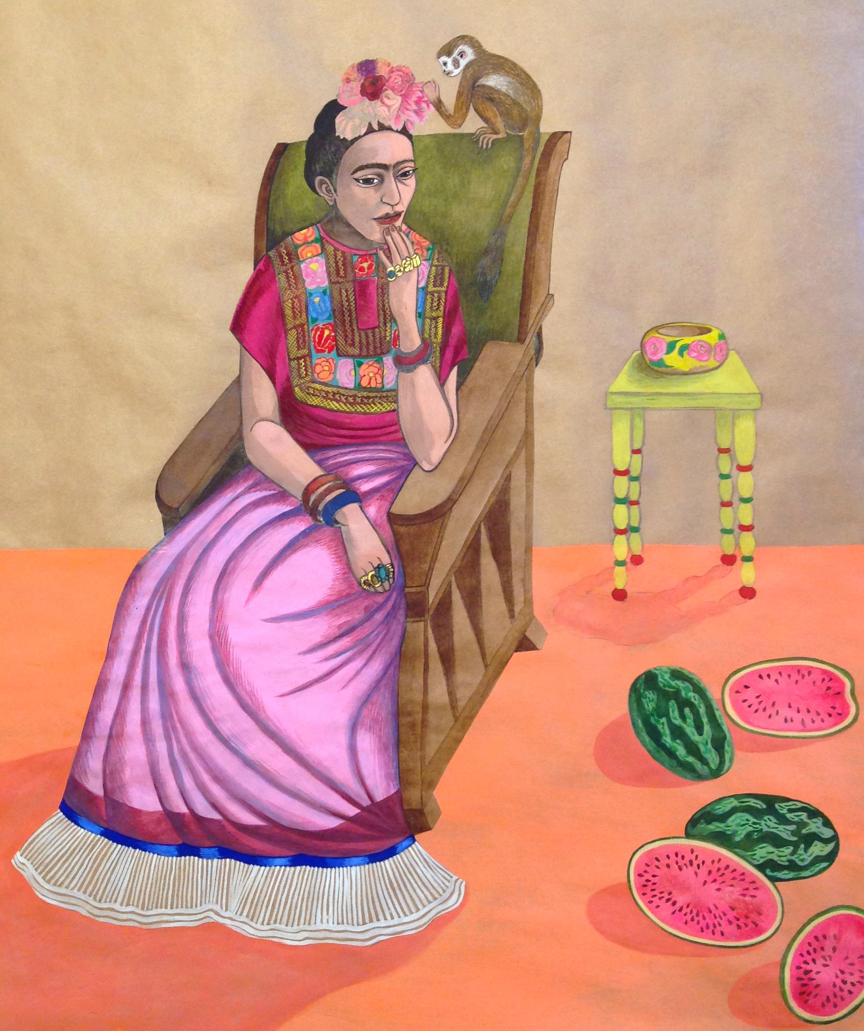 Frida Kahlo with monkey, 2015