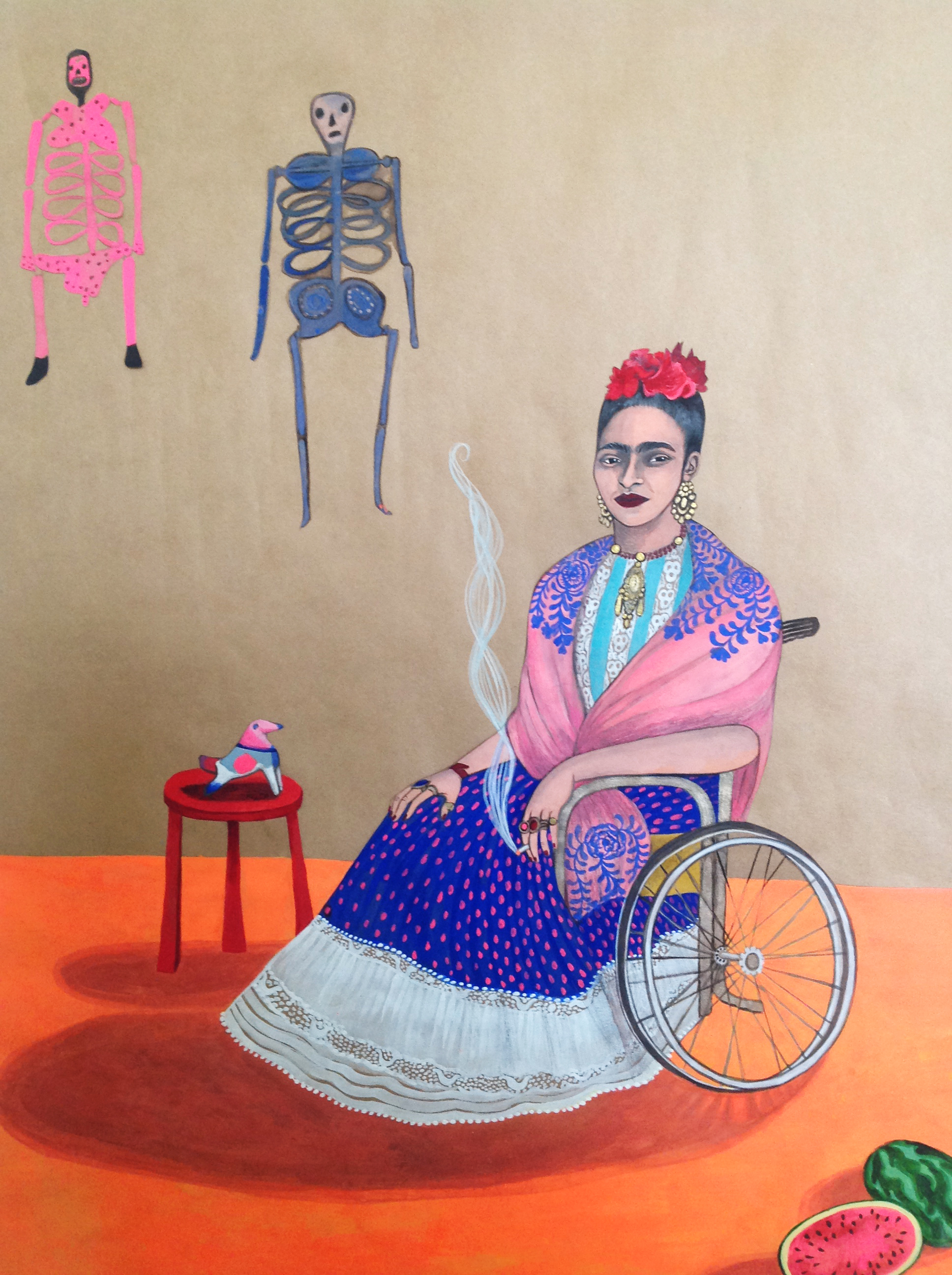 Frida Kahlo in wheelchair, 2015