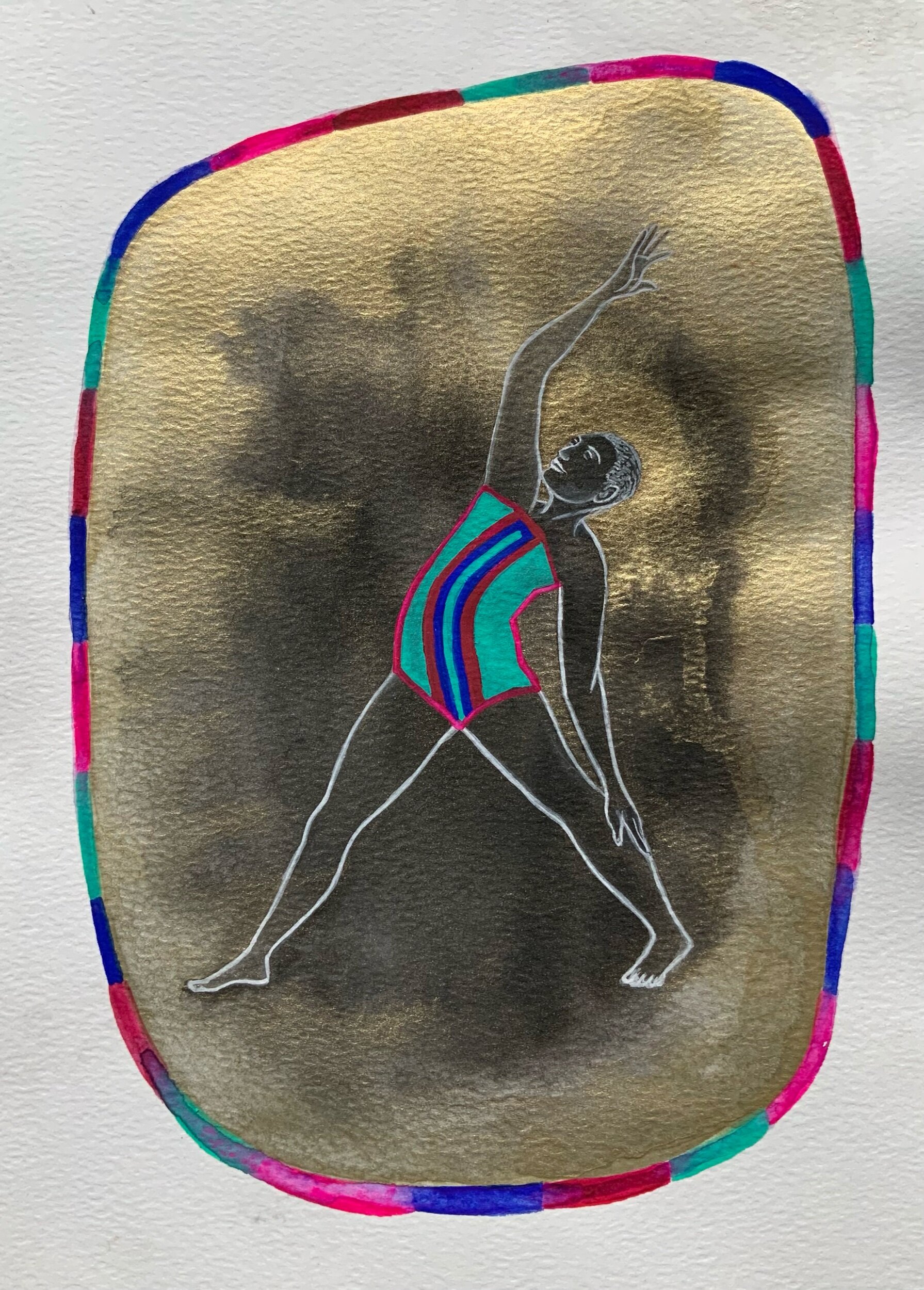   Golden warrior  , 2020  Gouache and iridescent watercolour on paper  21 x 30 cm 