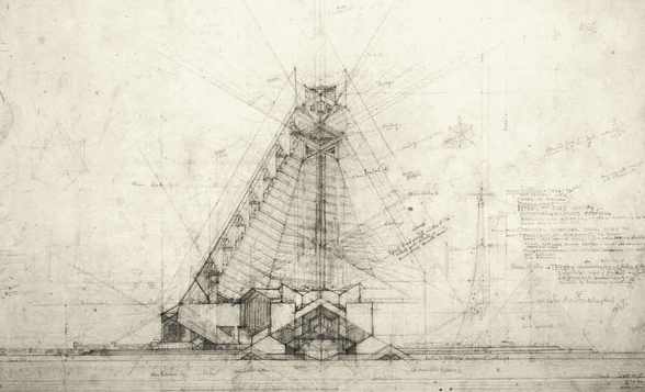 Frank Lloyd Wright's Steel Cathedral un-built proposal (1926)