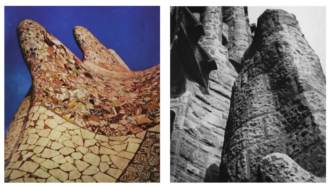 Image: Organic form and new forms of ornament; broken ceramic & pottery, Antoni Gaudi, New York, 1961