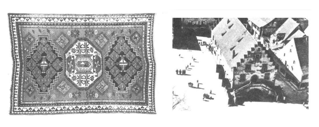 Image: Comparisons Christopher Alexander made from textiles to architecture indicating universal geometries.