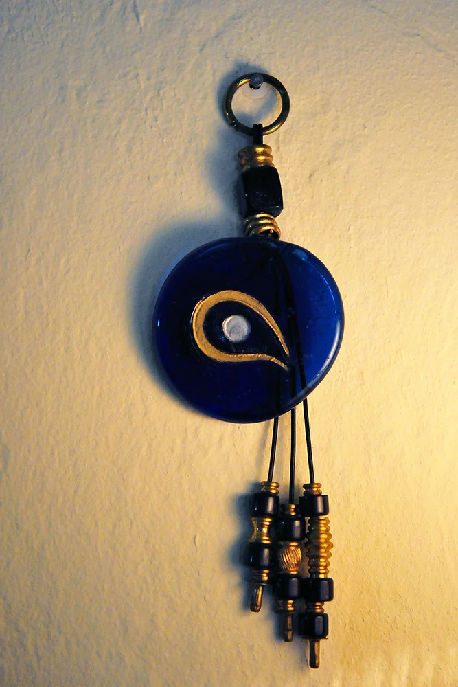 Greek "Eye of God" cobalt glass and beads