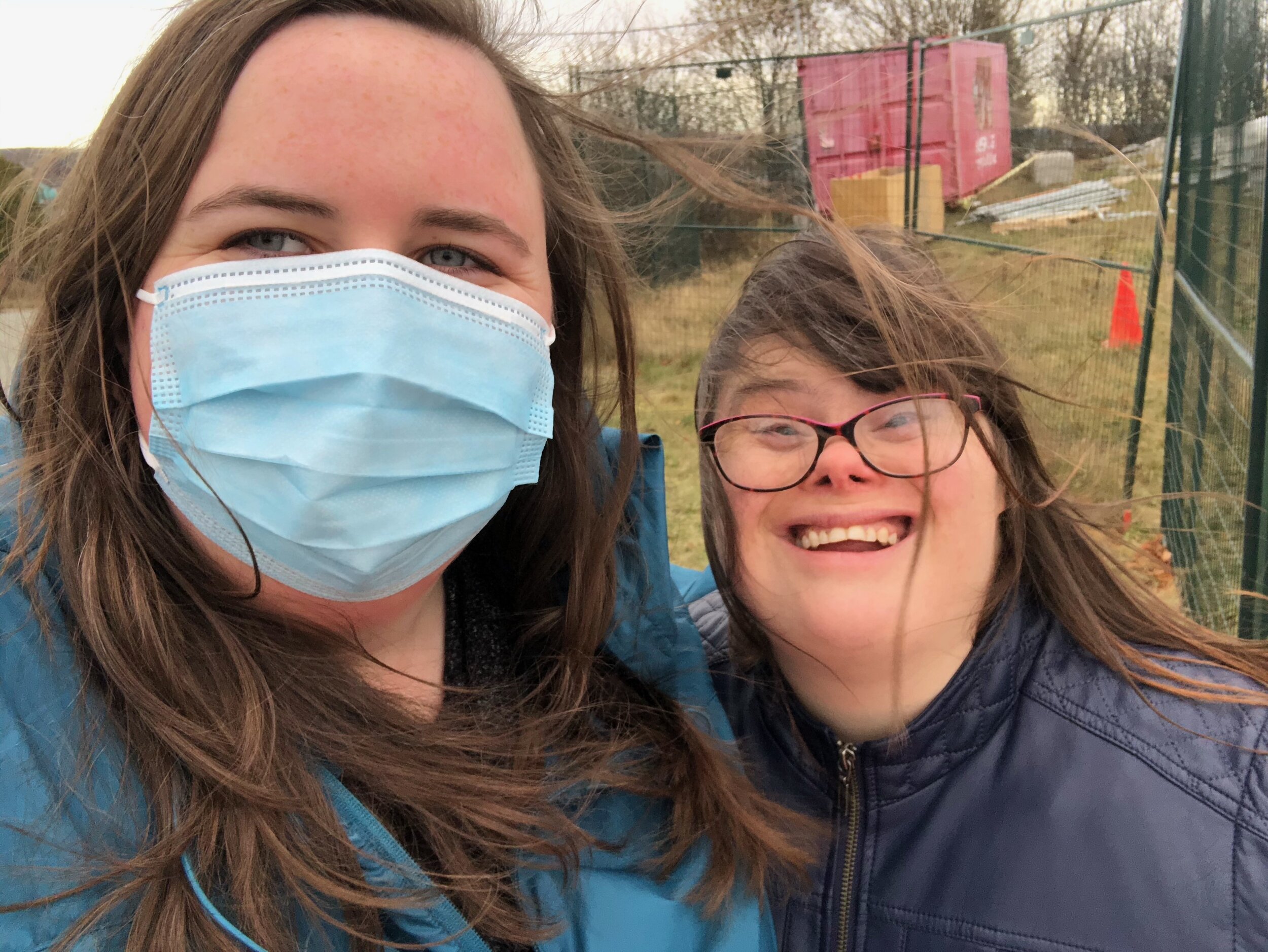 Vic (left) and Krista (right) pause for a smile on a walk.