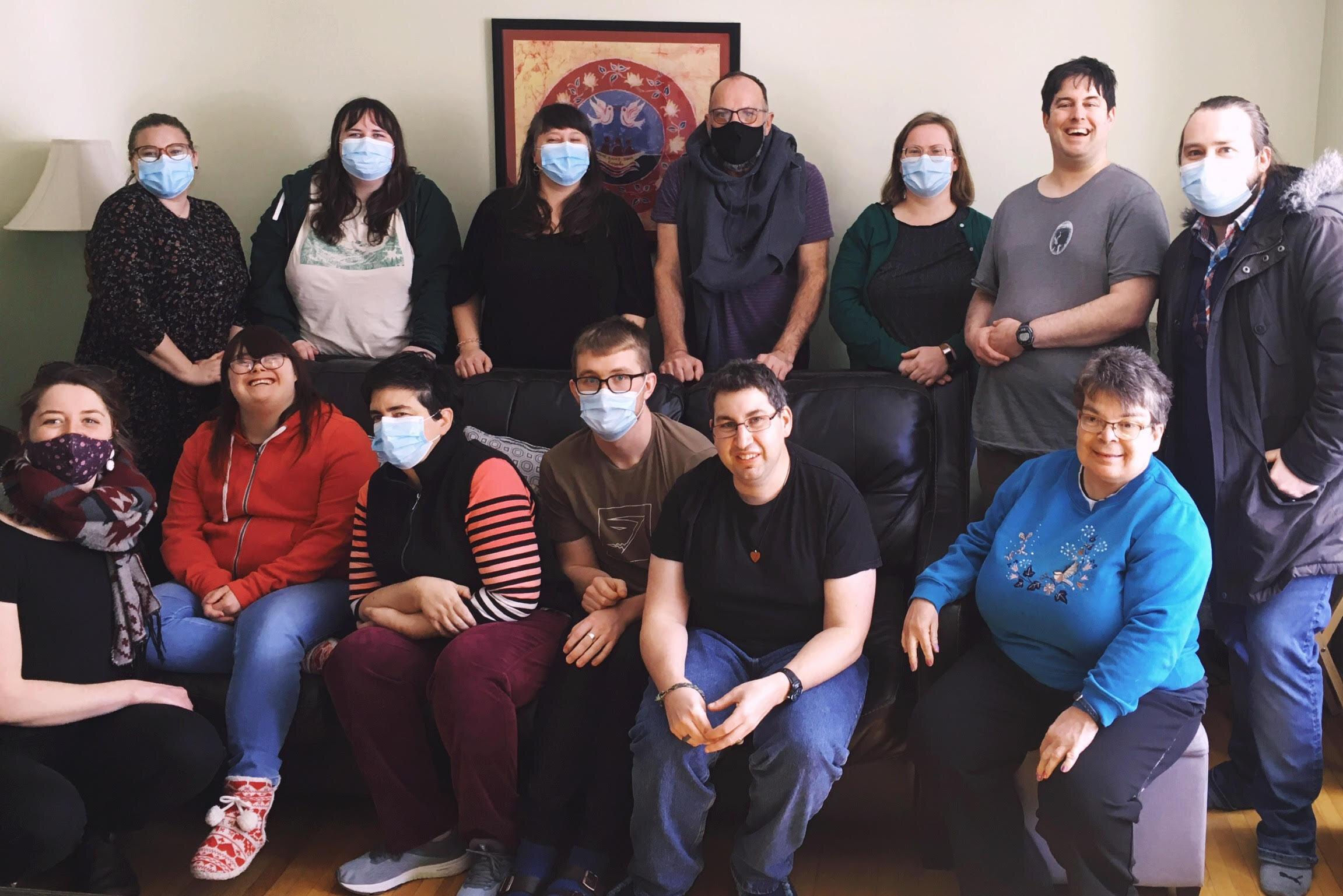 Back row, left to right: Katie, Vic, Gray, Zoël, Sarah Bell, Pat & Brandon. Front row, left to right: Rachel, Krista, Sarah Keyes, Sebastian, Stéphane, & Debbie.