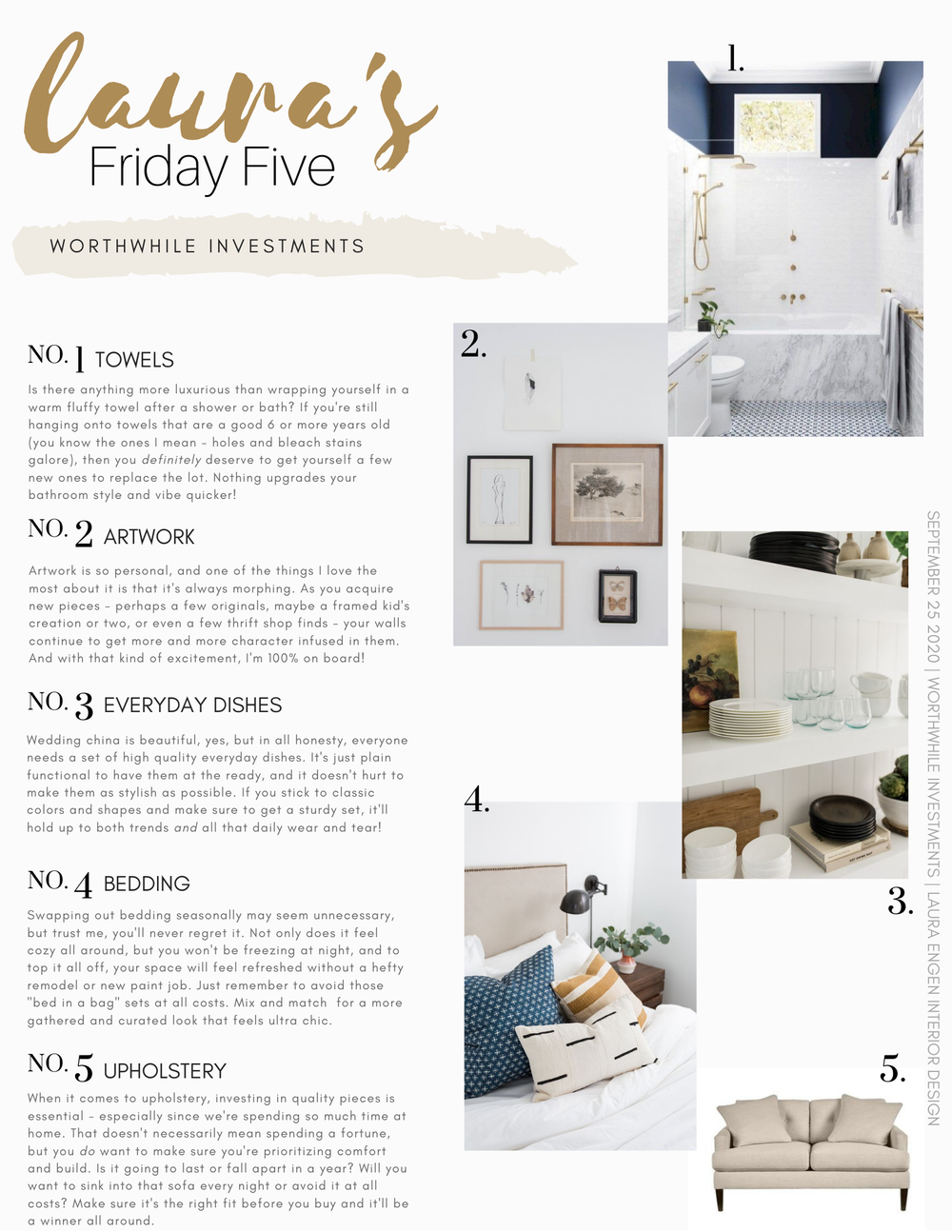 Friday Five // Worthwhile Investments — Laura Engen Interior Design