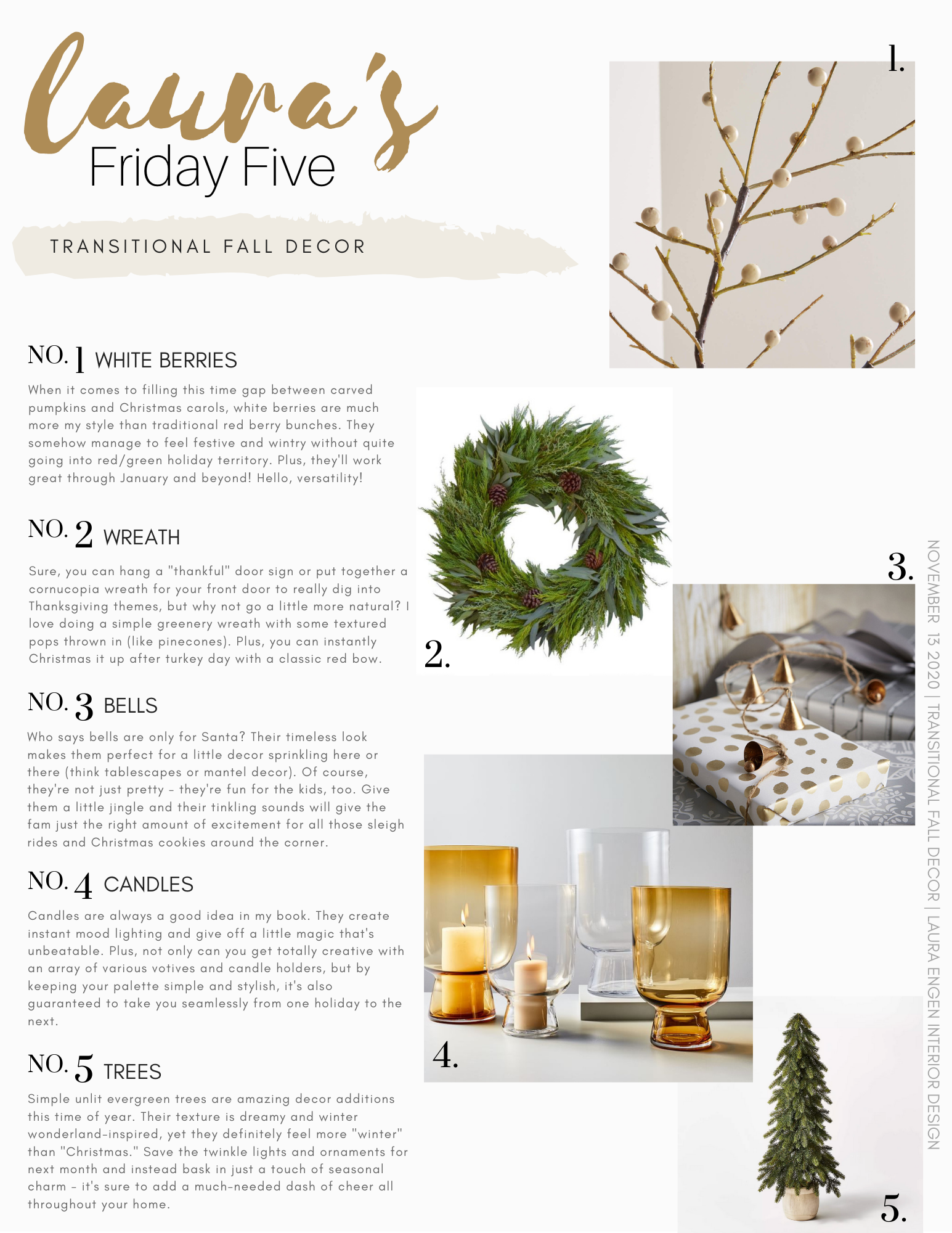 Friday Five Transitional Fall Decor Laura Engen Interior Design