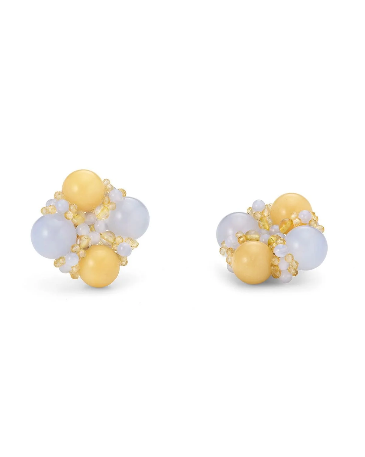 WALKING ON SUNSHINE... Marseille ear clips in 18k white gold, blue chalcedony, citrine and yellow agate. 
.
.
.
.
 #savoirfaire #studiojewellery #studiojeweler #collectibledesign #southoffrance #hautecouturejewelry #frenchriviera #contemporaryjewelry