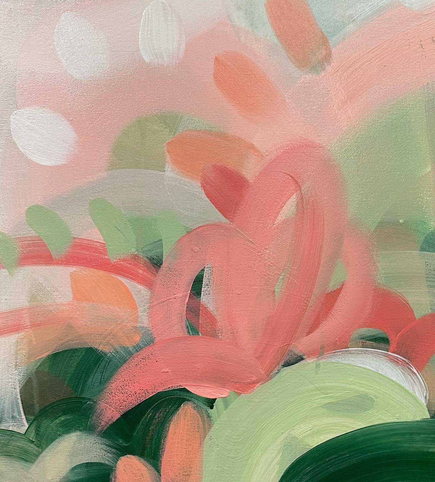 This is supposed to be the underpainting for a new botanical silhouette, but&hellip; I&rsquo;m starting to just like it just as it is! 🫣 Love the tropical greens and beachy corals&hellip; maybe I&rsquo;ll just have to make two. 🙃
&hellip;
#workinpr