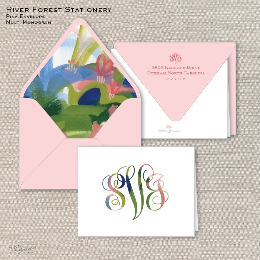 SO excited about this client&rsquo;s bold monogram choice! Such a cool spin on a traditional motif. The colors and the liner are going to look AMAZING together! 🤩

#customstationery #monograms #abstractstationery #stationery #bespoke