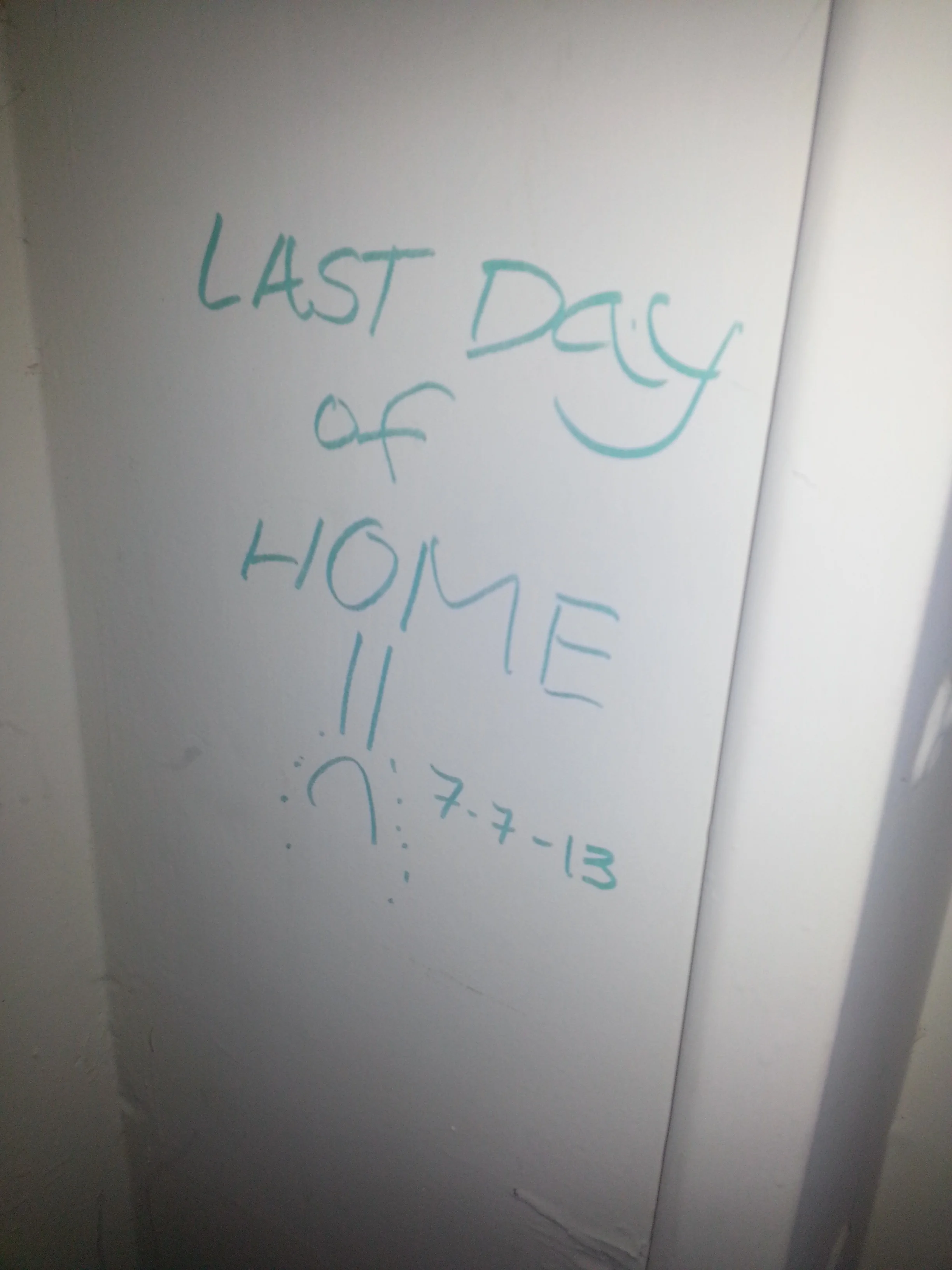 Foreclosure - A child's message written inside a bedroom closet