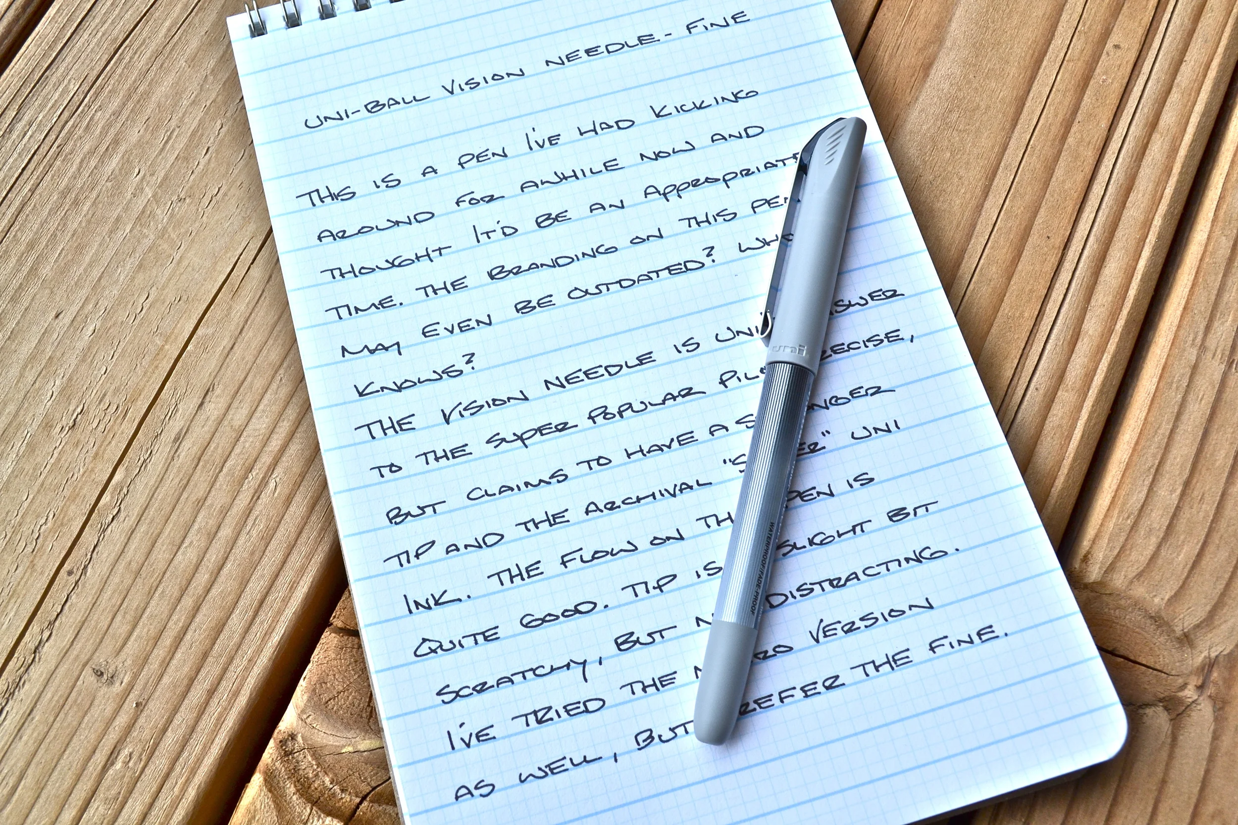 Uni-ball Vision Needle Pen Review on Doane Paper