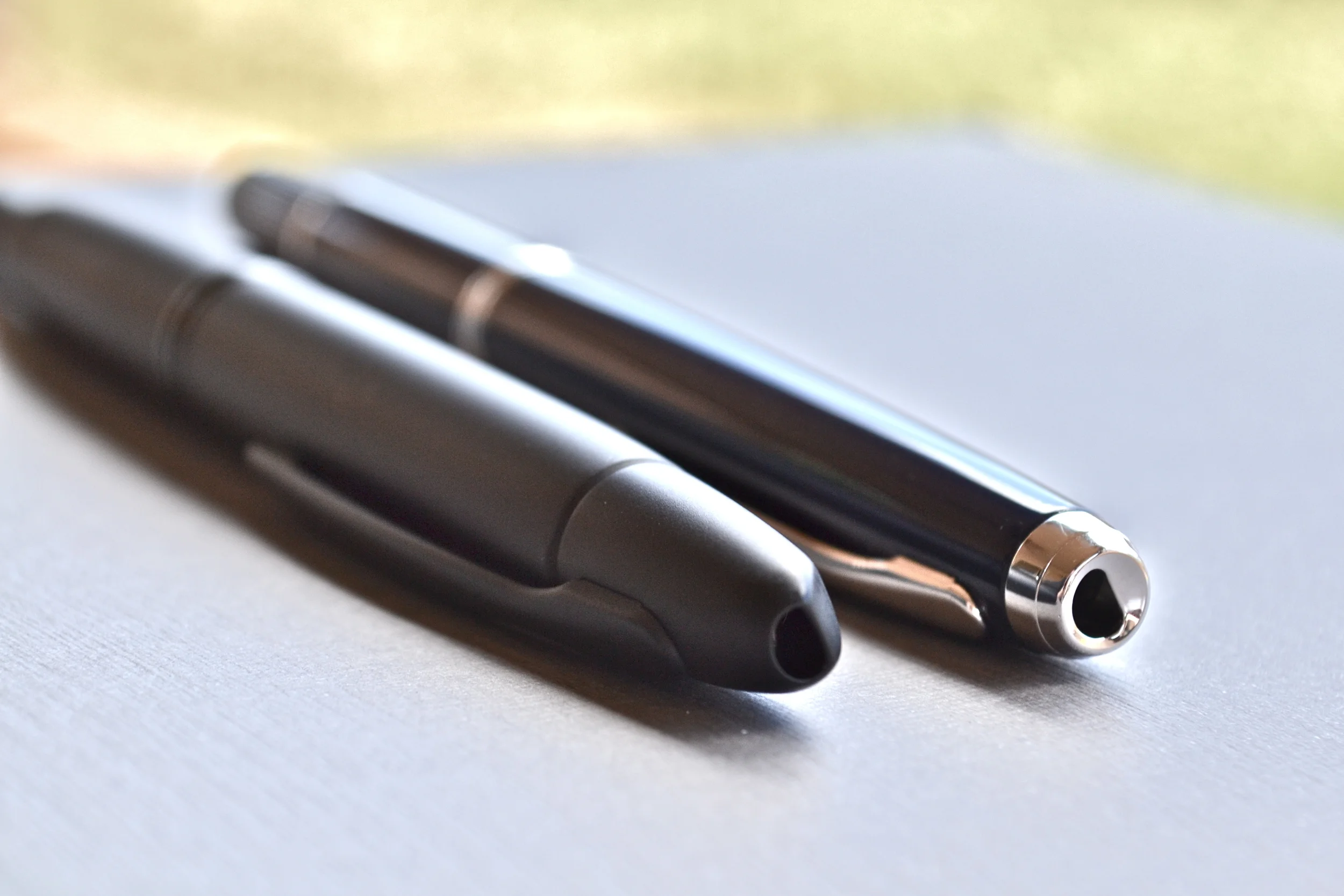 The clip of the pen is in the grip which may cause the same issue as its retractable counterpart. 