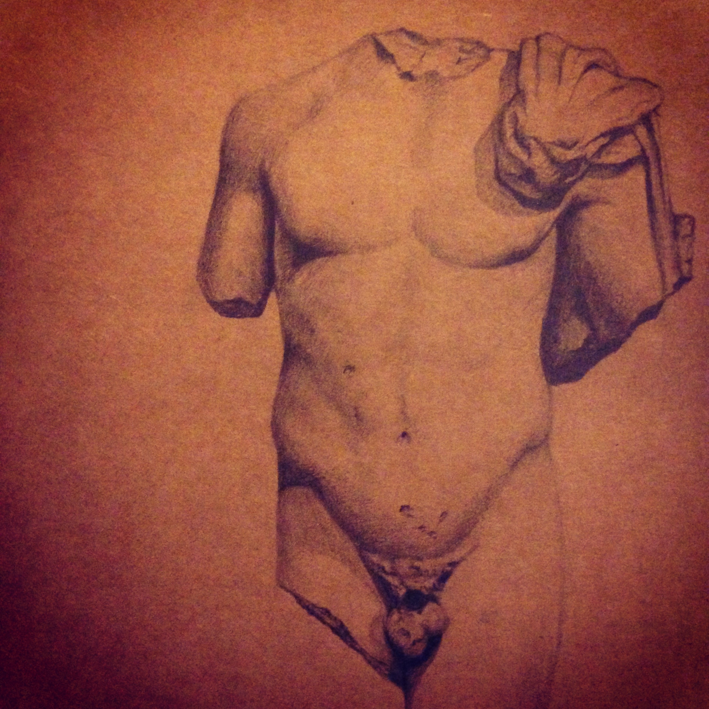 An early drawing copied from an original Greek Sculpture