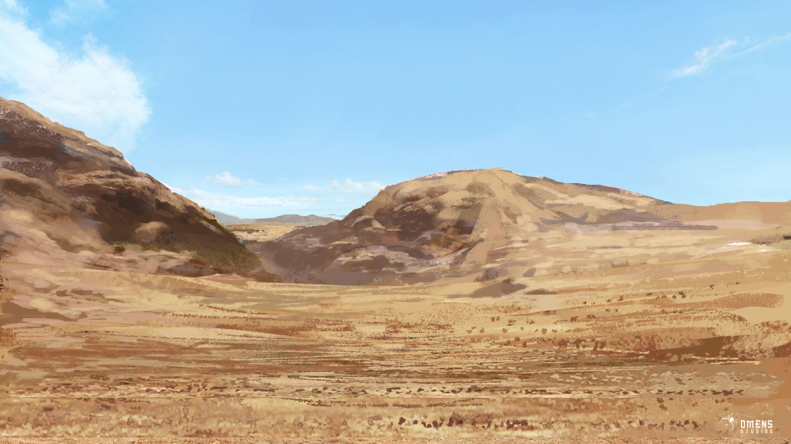 usually I did a rough to get the sense of perspective, color and light right, details suggestion, and then I'll detail them afterwards.