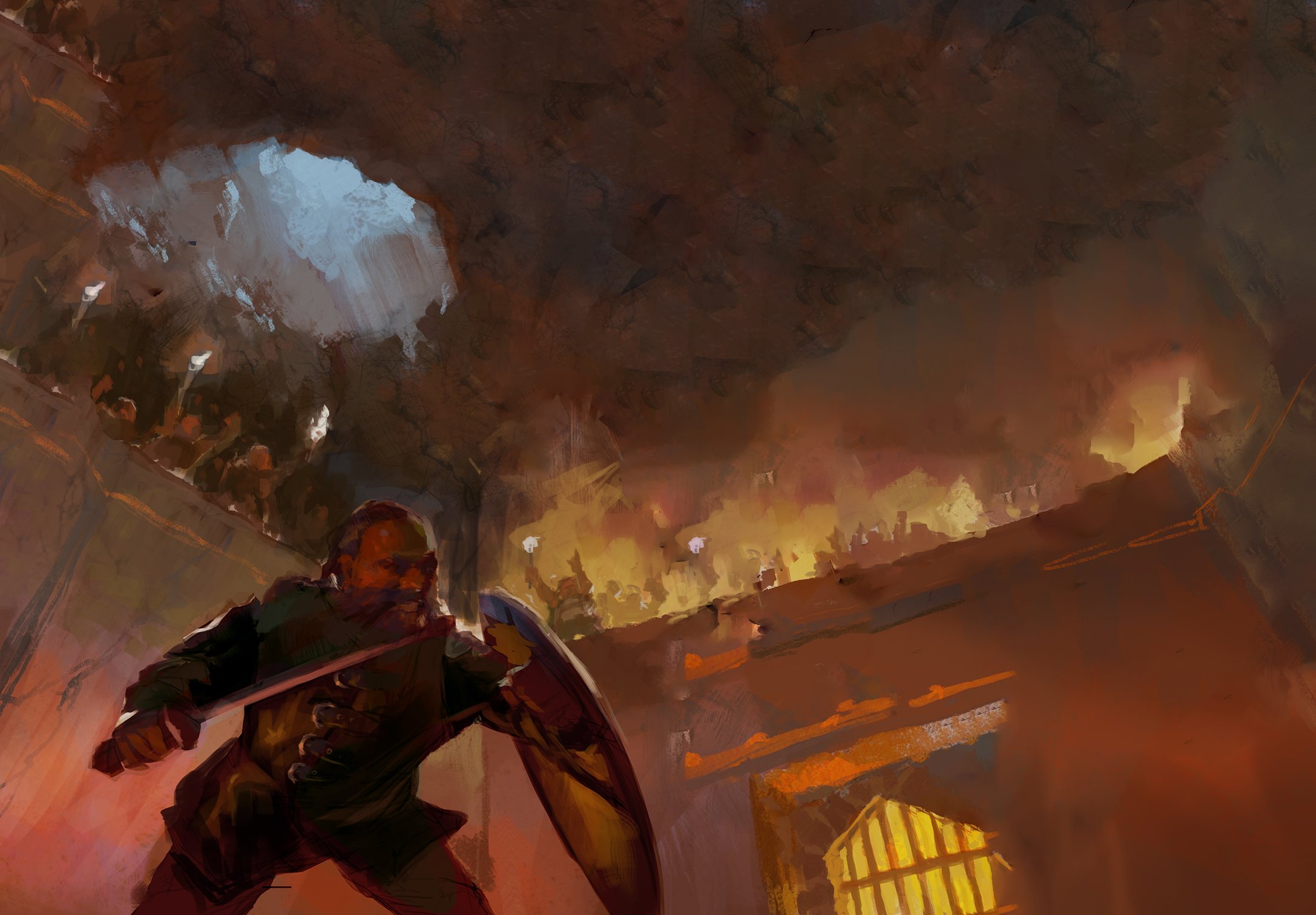  Cut out the spider onto separate layer, fill up background, refine main character 