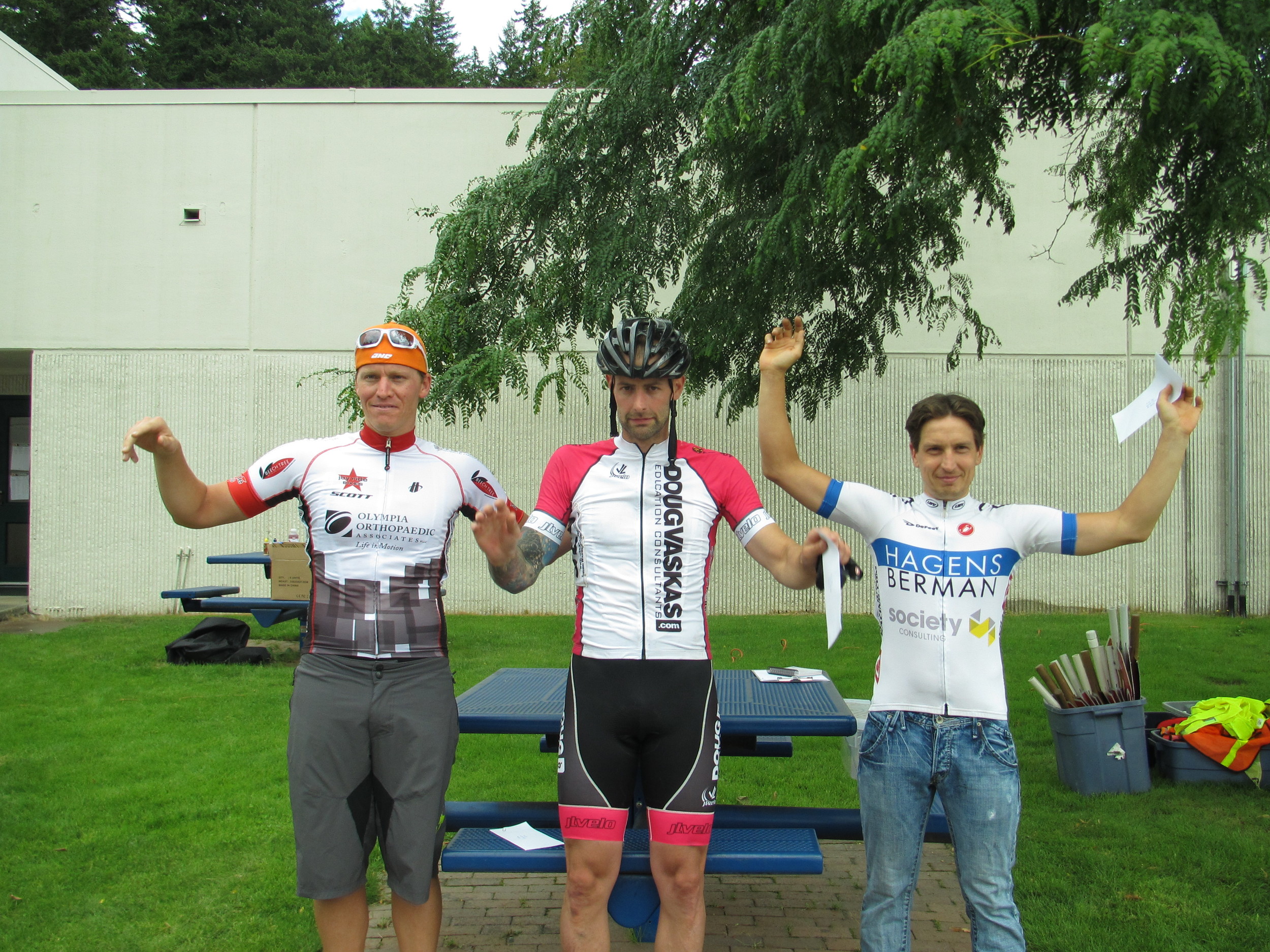    Men's Cat 3 Podium - Adam Cramer, Ben Storrar, Chad Richmond standing in for Josh Tanner         