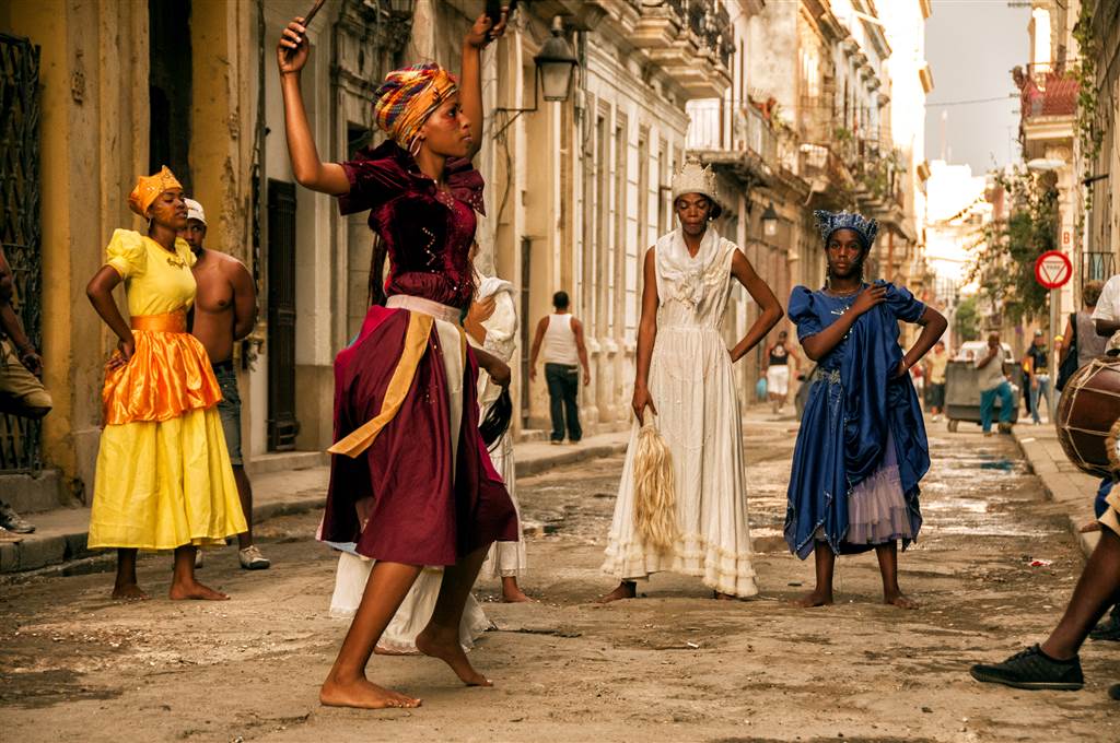 In the photo above, a group practices for Carnival in the street. Photo by: Dr. LaFevor