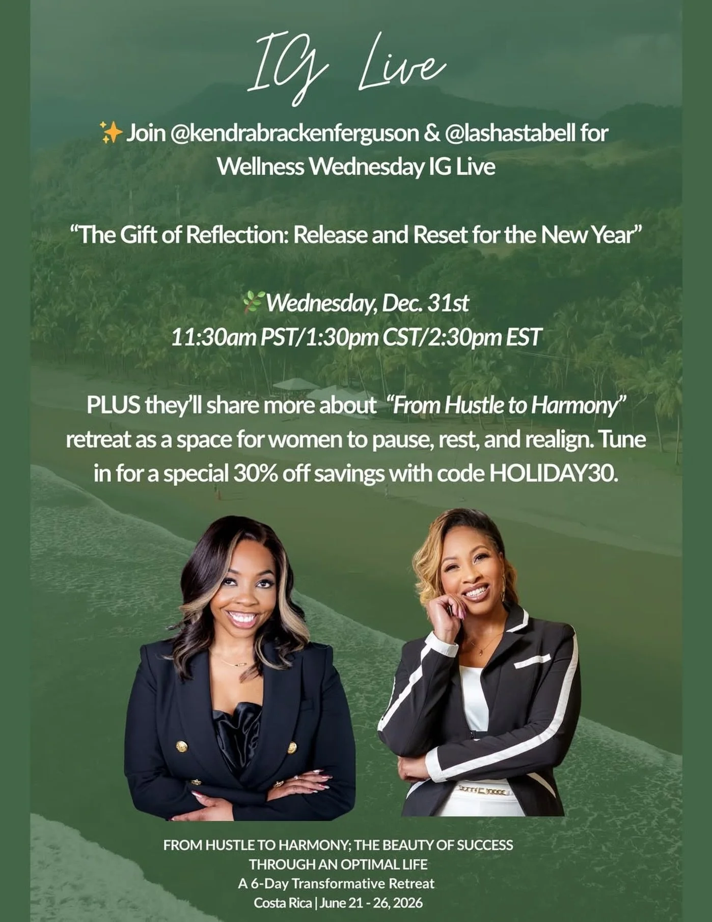 What are you releasing or ready to resolve? TODAY is the last #WellnessWednesday IG Live of 2025 with me and @lashastabell. 

We&rsquo;re talking &ldquo;The Gift of Reflection: Release and Reset for the New Year&rdquo;

📍 IG Live | Today, Wednesday,