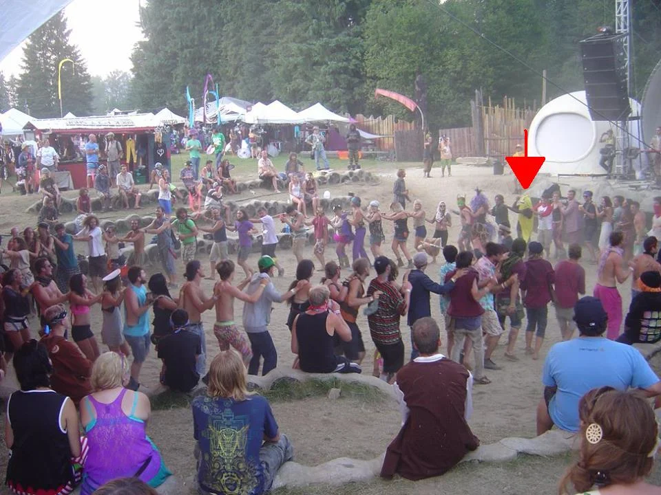 In his patented banana suit, congaing it up during Rocky Mountain Rebel Music at Shambhala.