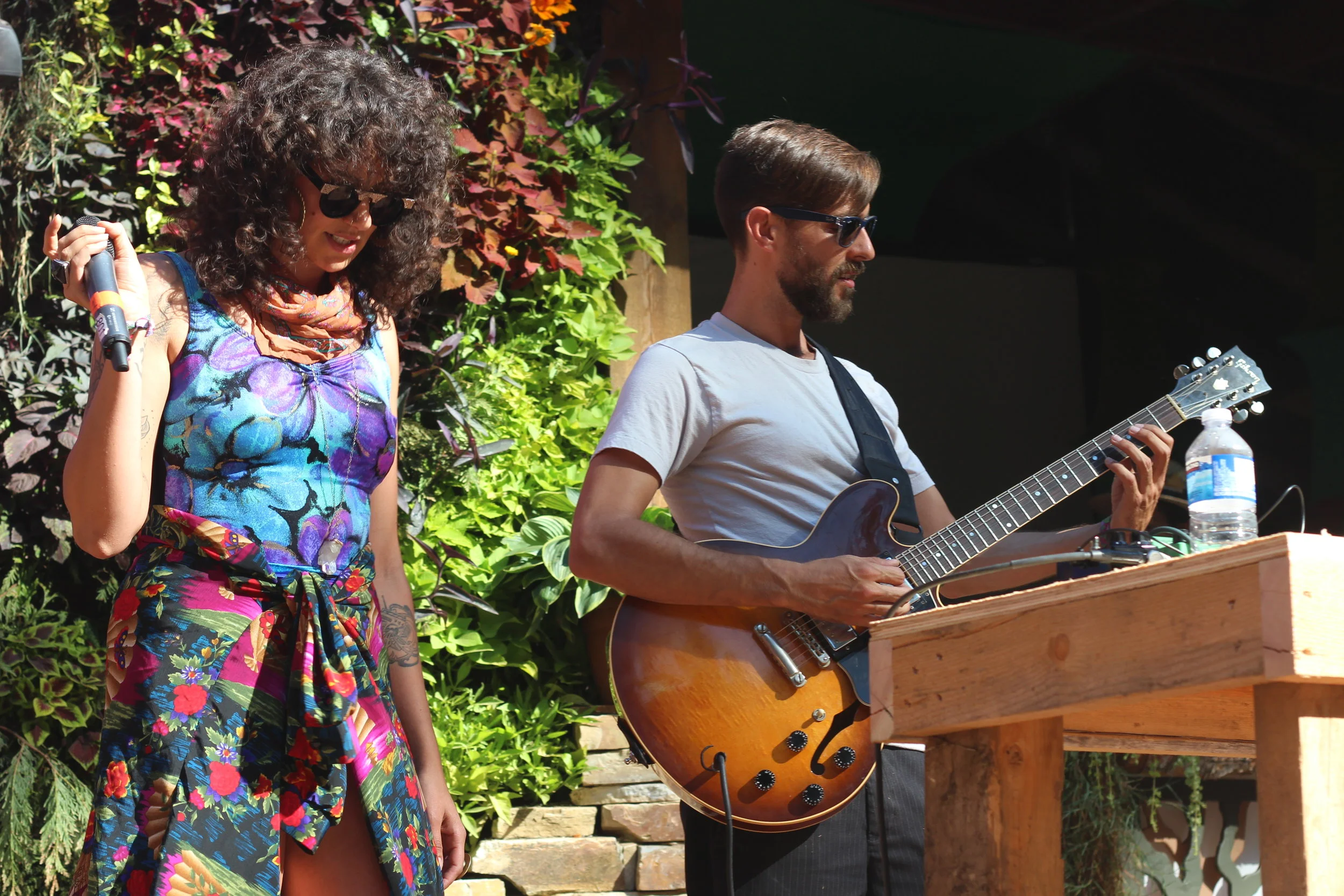 Andrew Block working through the sound troubles with help from Erica Dee. Very cool!