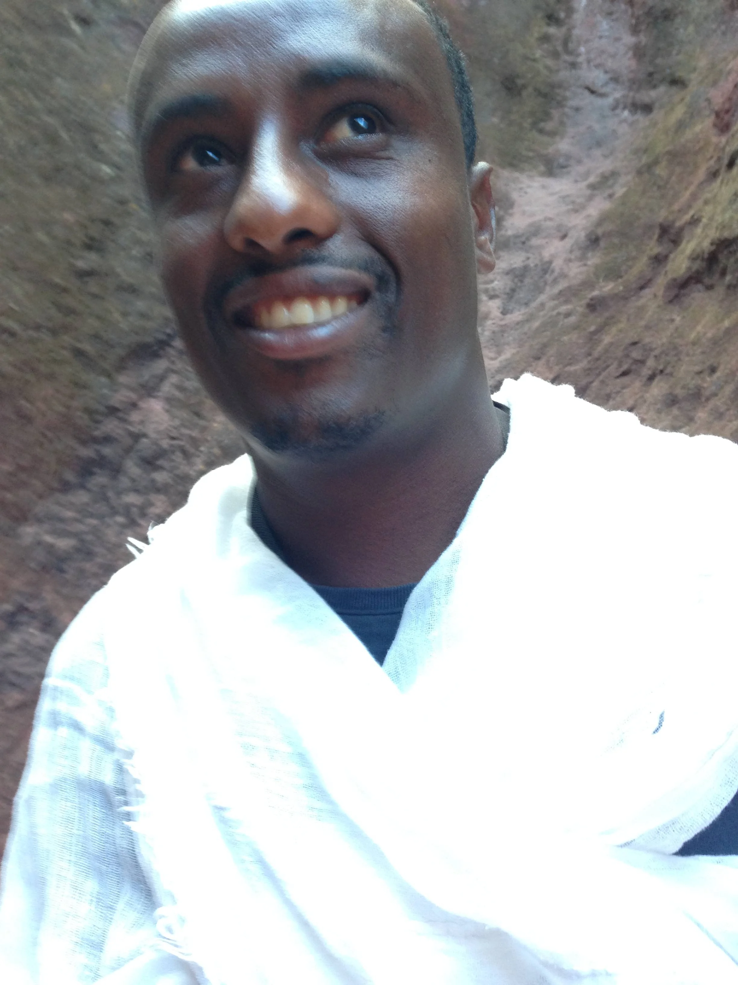 Here's our guide looking to heaven