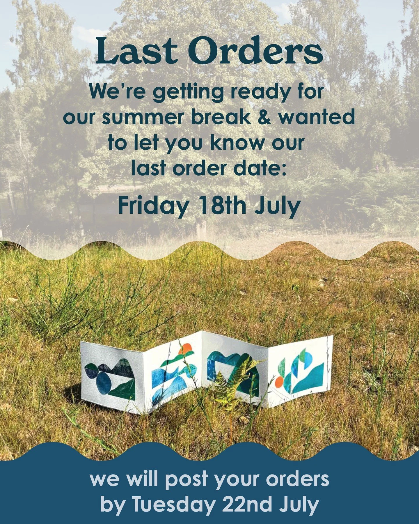 Last Call for Summer Orders☀️

Just wanted to let you know we&rsquo;re getting ready for a summer break and the last date for orders will be:

Friday 18th July☀️

Make sure to get your orders in before then!

All orders will be posted by Tuesday 22nd