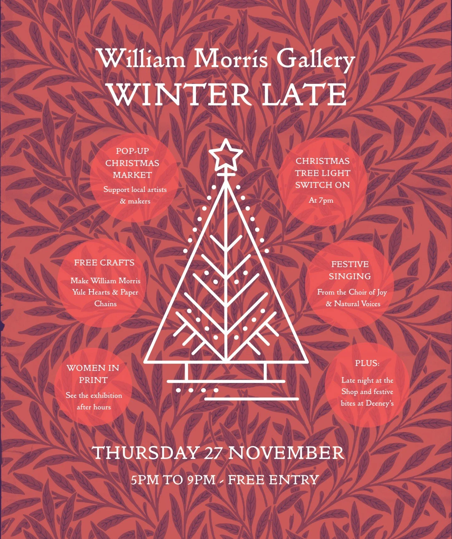 Can't believe it's only 1 week until my first fair of the season🌲

Join me at the William Morris Gallery Winter Late next Thursday 27th November, 5 PM - 9 PM 
@morrisgallery

I'll be part of the Pop-Up Christmas Market, selling hand-screen printed T