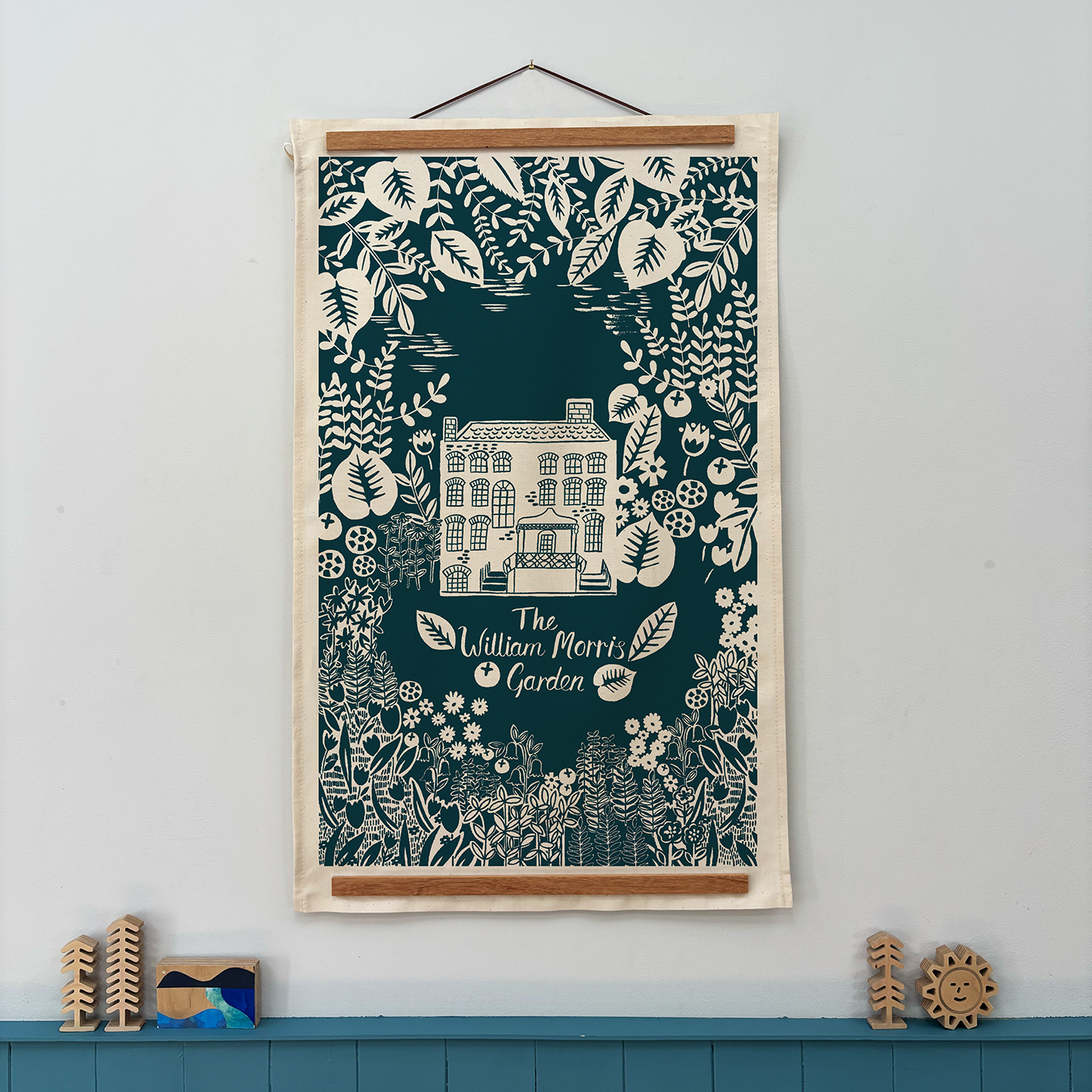 William Morris Tea Towel Teal.png
