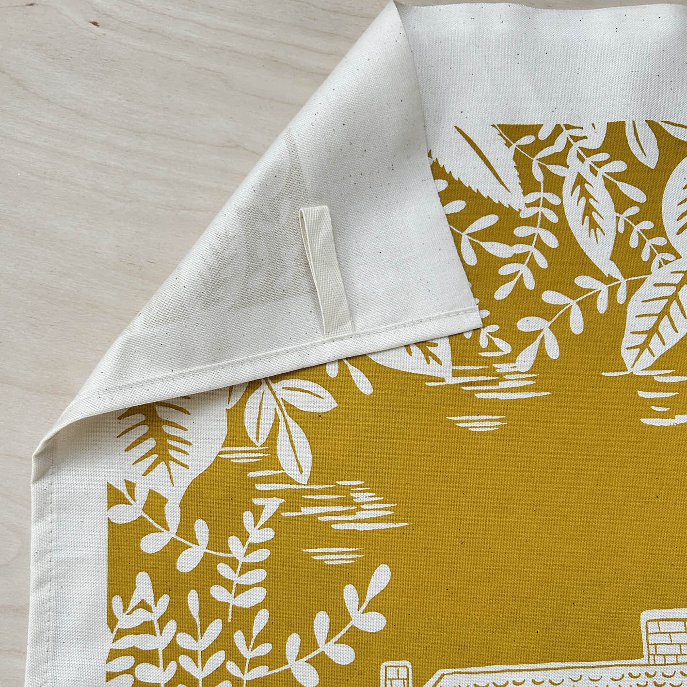 William Morris Tea Towel Detail Shot Mustard.jpg