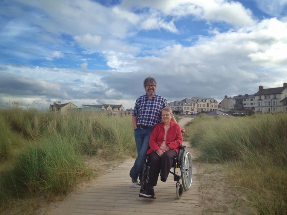My mother and I, on the boardwalk at Castlerock, spring 2014