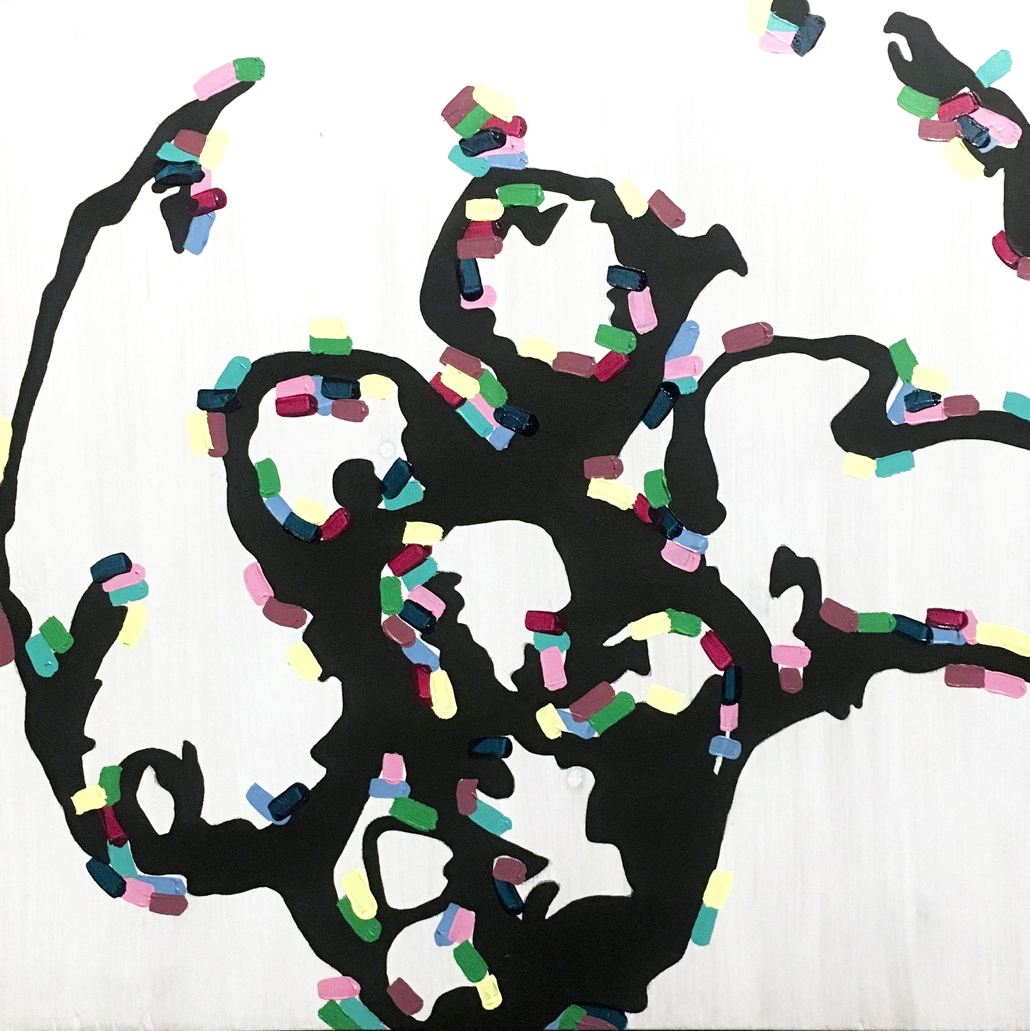 Sign 2, Acrylic and Black Gesso on Wood Panel, 12X14”, 2018