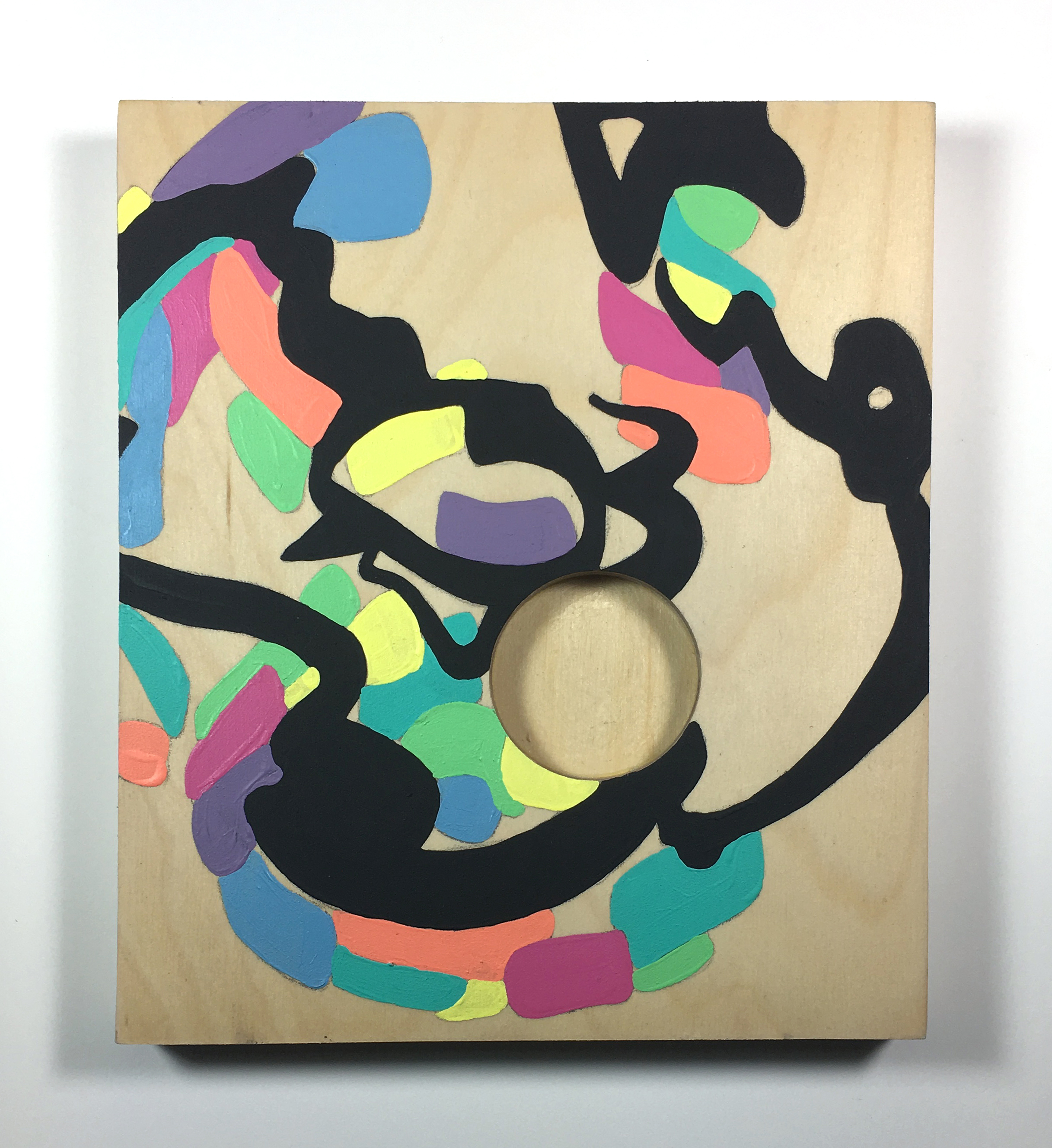 Replication 3, Acrylic and Black Gesso on Wood Panel, 10X12”, 2018