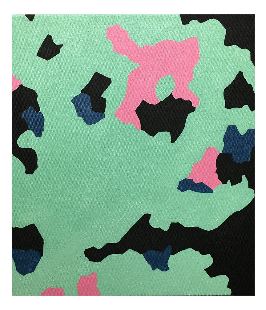 Smoke and Mirrors I (Untitled), Acrylic and Black Gesso on Canvas, 14X16”, 2019