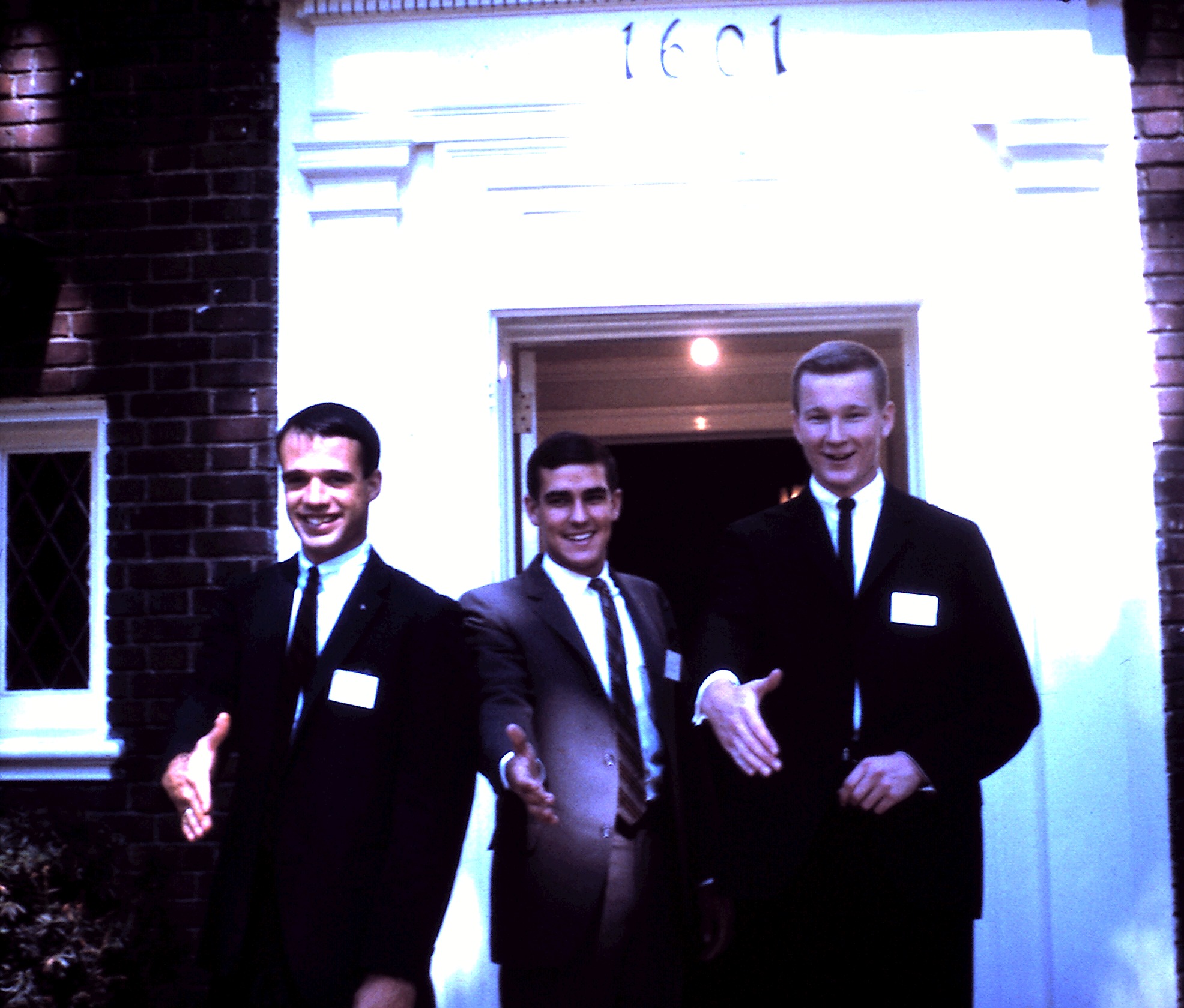  Brothers John Moorhead ’63, David Sheldon ’64, and Dennis Phelps ’64 during Rush, 1963 
