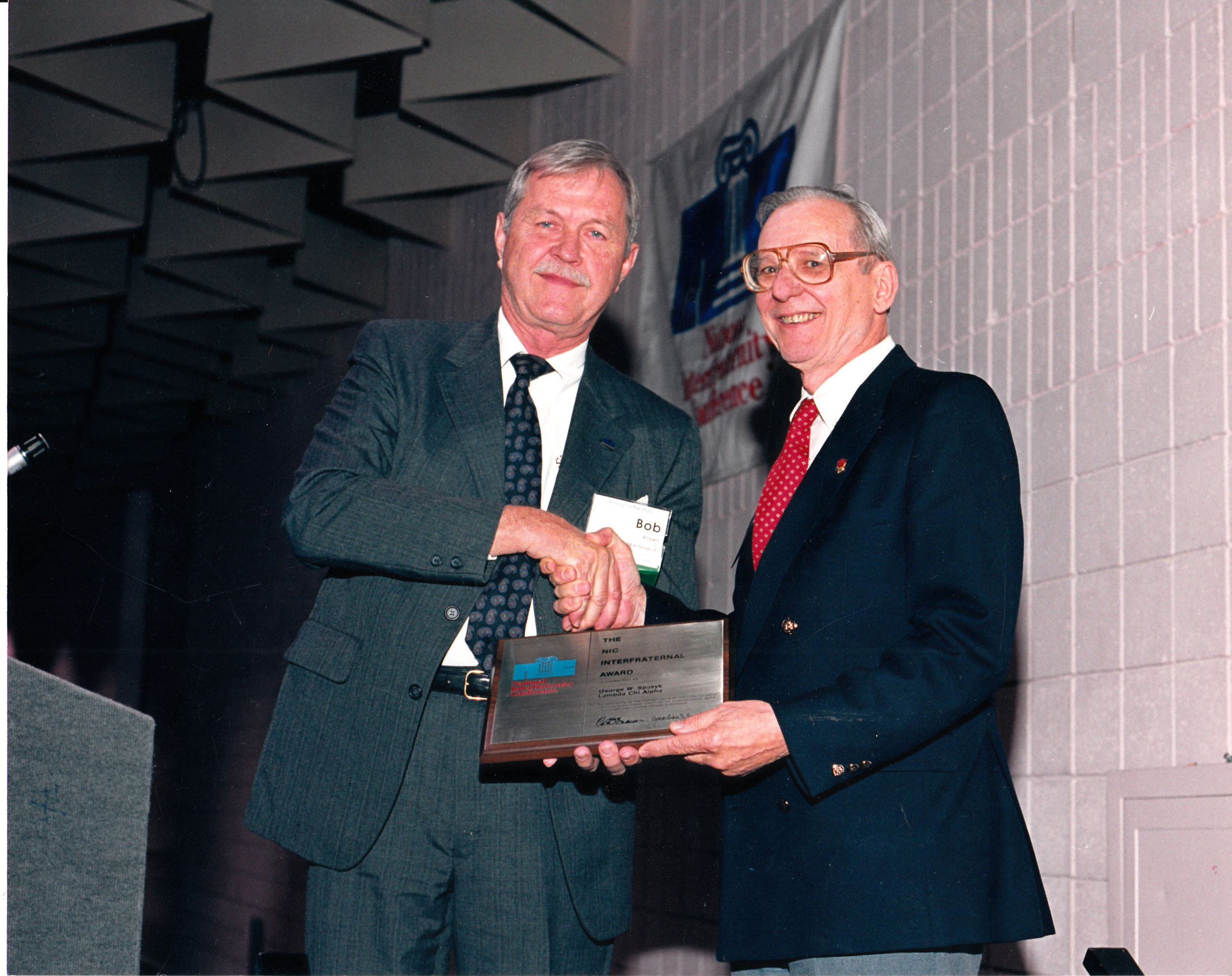 Receiving the NIC Interfraternal Award, 1989