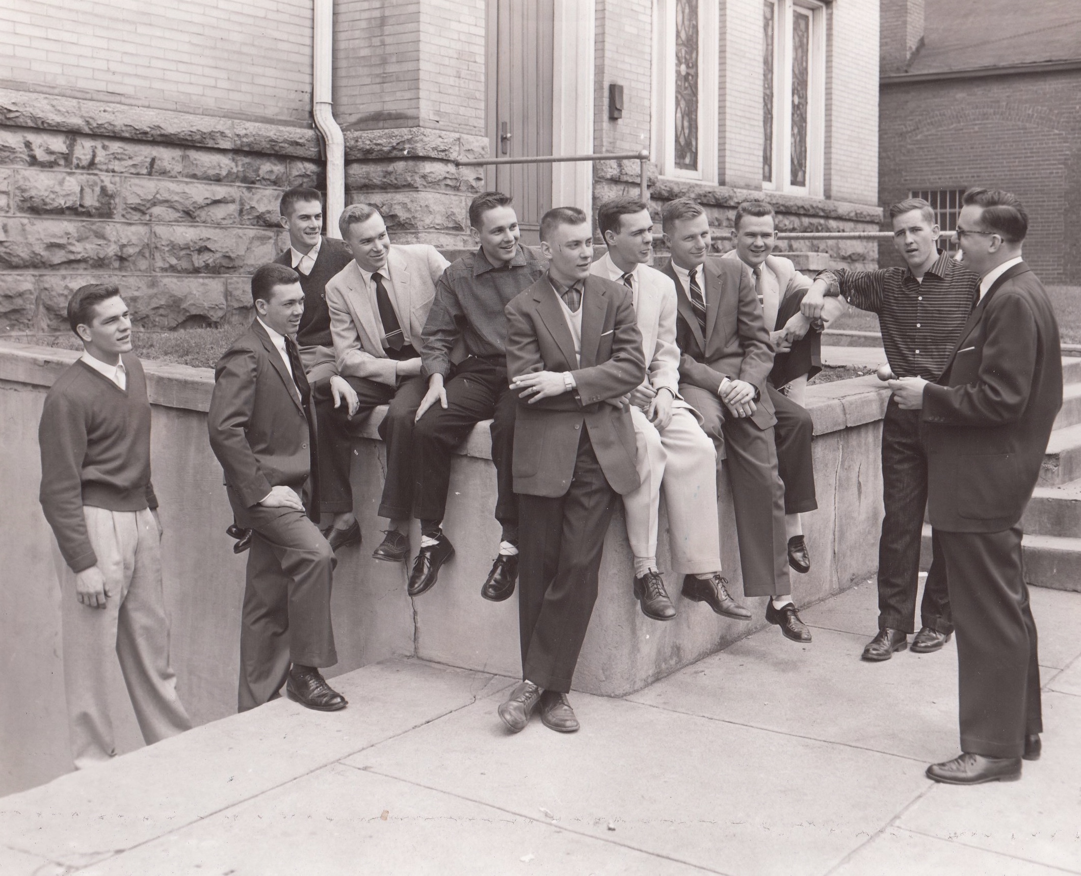 With the East Tennessee State University chartering Ritual team, 1956