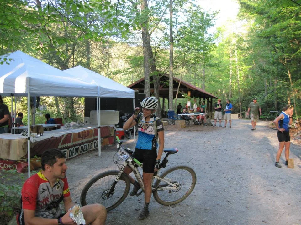 Just after crossing the finish line at Cohutta