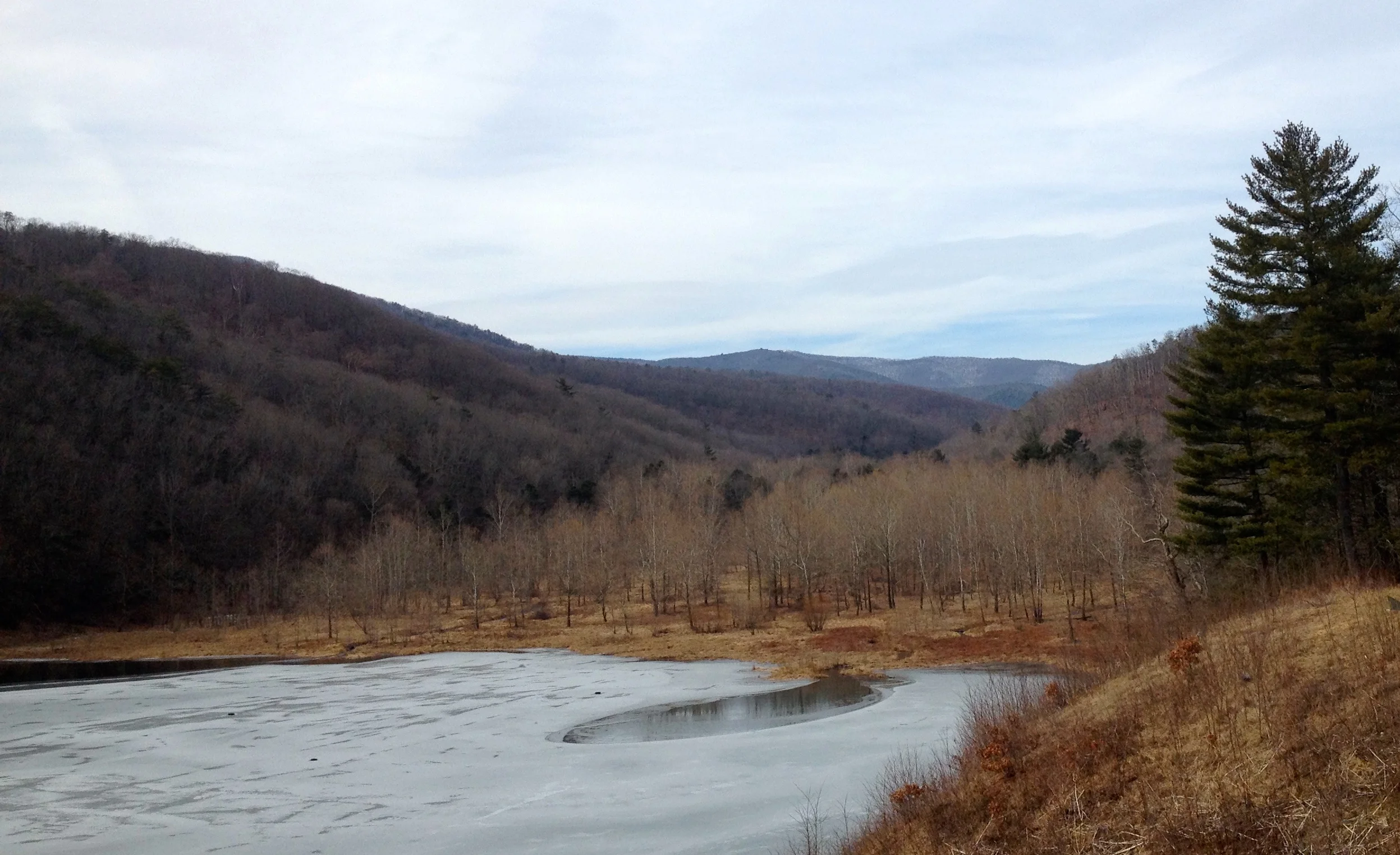 Briery Branch Reservoir at the base of our first climb