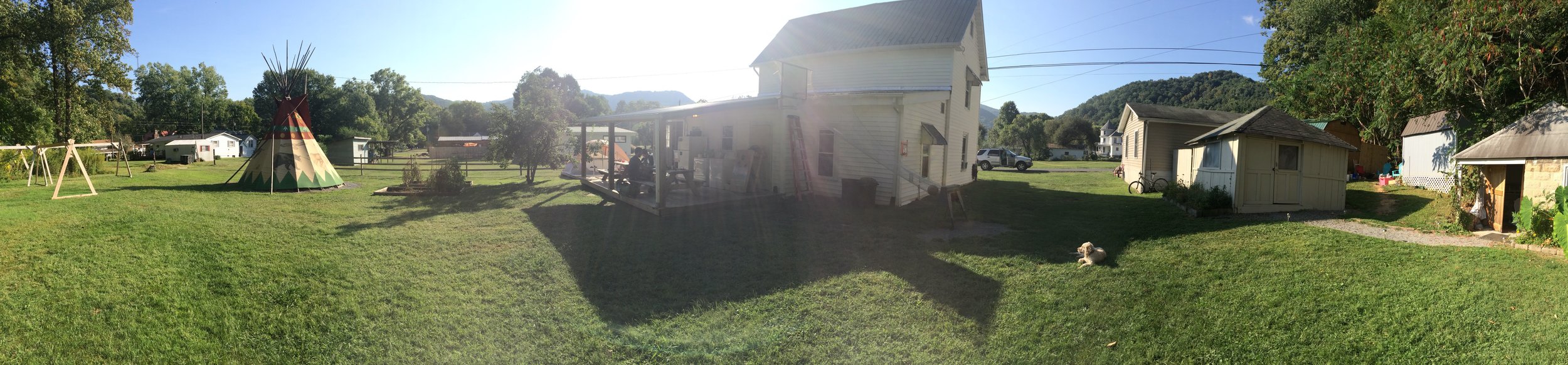 Cooper posing in the backyard of Woodchuck hostel, where you can rent a bed, rent the Tipi or pitch a tent/hammock in the yard. Regardless there's all you can eat home made waffles for breakfast!!